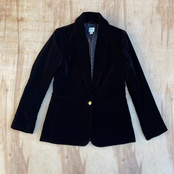 J. Crew Womens Jacket Black Size 2 Velvet Shawl Collar Lined Blazer